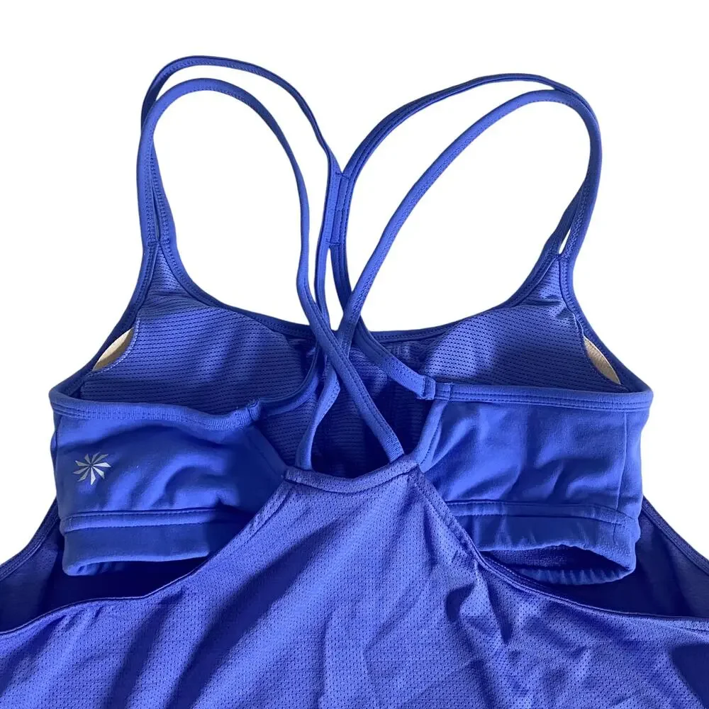 Athleta Energize Mesh Racerback Strappy Tank Top Sports Bra Blue Womens Size XS - Picture 4 of 9